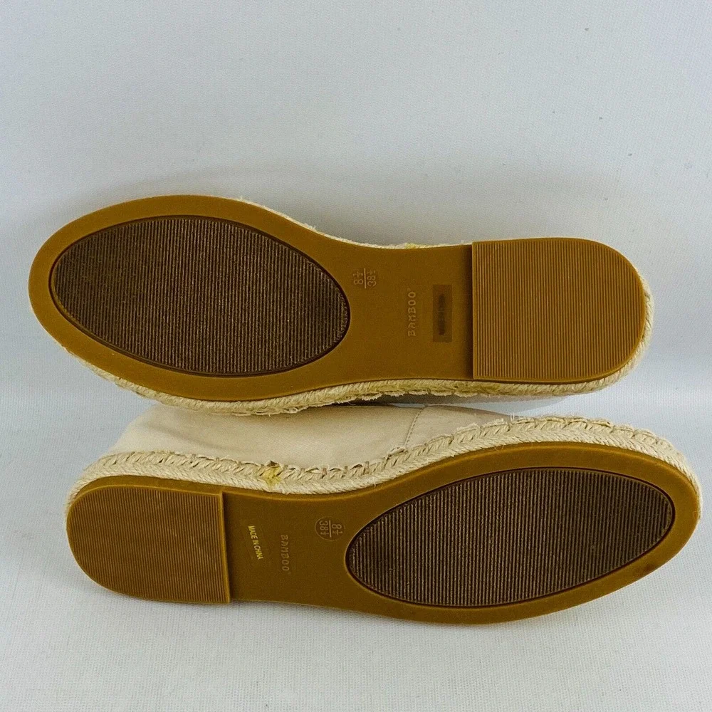 Womens 8.5 Bamboo Maldives Espadrilles Popcorn Drink Ivory Canvas Slip On‎ Shoes